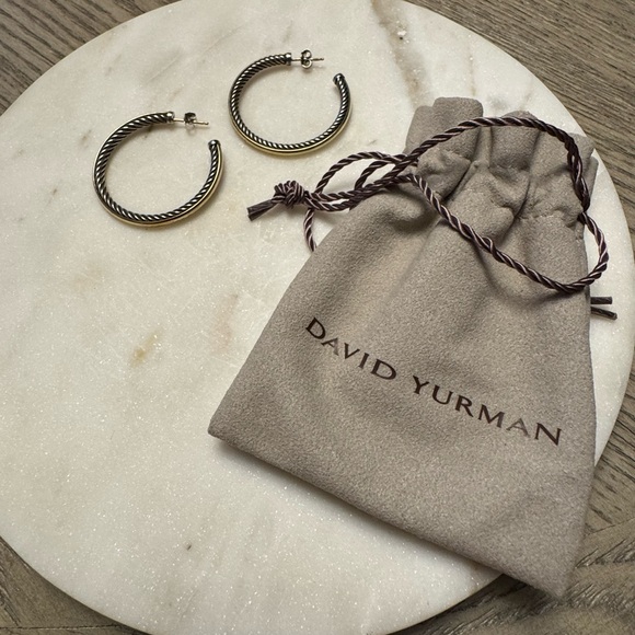 David Yurman Two Tone “Large” Hoops - Picture 2 of 4